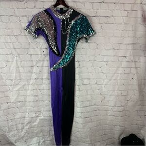 vintage 80s Algy Sequin Embellished unitard performance costume sz M
